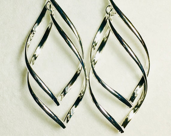 Simple Silver Twist Earring Pendant Necklace Women Girls Drop Dangle Christian Jewelry