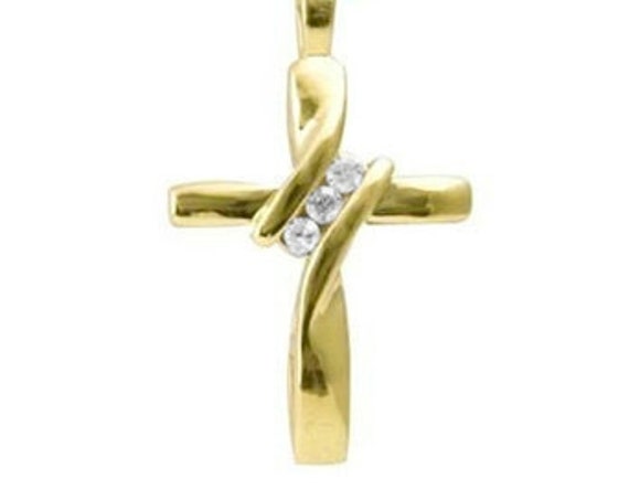 Twist Gold Cross Crystal Necklace for Women 2 Rhinestone with CZ Look Modern Petite Cross of Jesus Girls Chain Wedding jewellery Jewelry