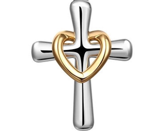 Classic Love Necklace Sterling Silver Plated Pendant with Gold Plated Heart and 18K White Gold Plated Chain