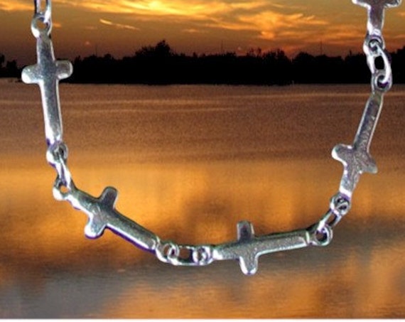 Gold Silver Tiny Cross Bracelet Small Crosses Chain Womens Girls Christian Jewelry - Saint Michaels Jewelry