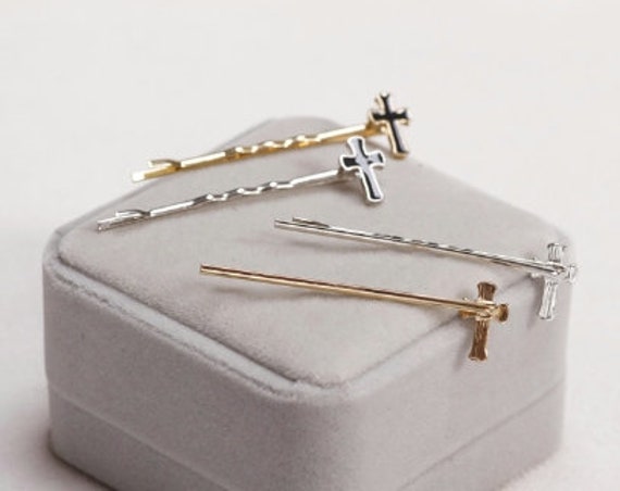 Gold Silver Cross Bobby-pin Pair Hair Clips Fashion Barrette Jewelry Accessories
