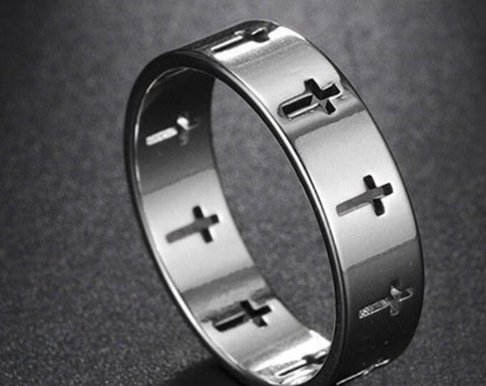 Multi Cross Ring All Stainless Steel Slender 3/16 inch Width Band Rings for Men Women Girls Wedding Rings Jewelry Jewellery