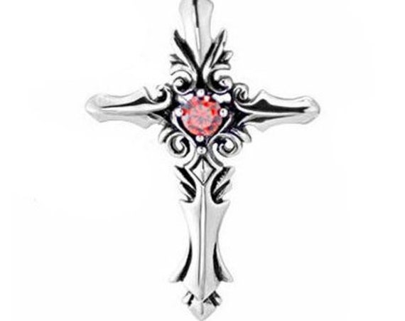 Cross Necklace Gothic Silver Basket Weave Chain Classic Vintage Filigree Cross Rhinestone Pendant Crystal Woman Girls Jewelry jewellery