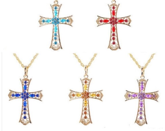 CLOSEOUT 10 Crosses - Lot Price for Bridesmaid Gifts - Vintage Elegant Style Cross Jewelry Pendant Necklace Crystal Cross