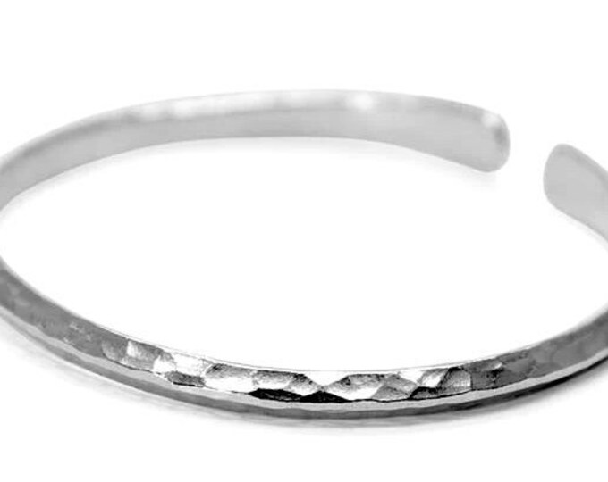 Hammered Pure Sterling Silver Bracelet S925 Womens Raised Pattern Mens Bracelet Bangle Cuff Jewelry