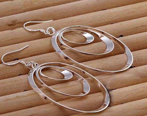 Silver Hoop Earring 3 Sizes Pendant Necklace Drop Dangle Womans Girls Christian Jewelry
