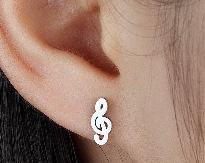 Music Note Earrings Treble Clef Stud Earrings and Music Staff Notes aficionado band member music teacher Elegant Modern Womans Girls Jewelry