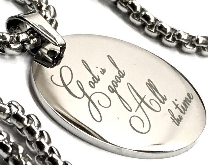 God is good all the time Necklace Jesus Prayer Pendant Box Chain Stunning Silver Stainless Steel Jewelry jewellery for Women Girls Boys