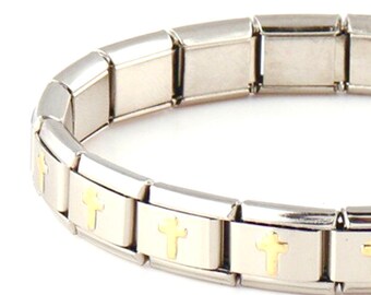 Silver stainless steel Stretch Cross Bracelet Cuff wrist band women bangles couples Stainless Steel Christ