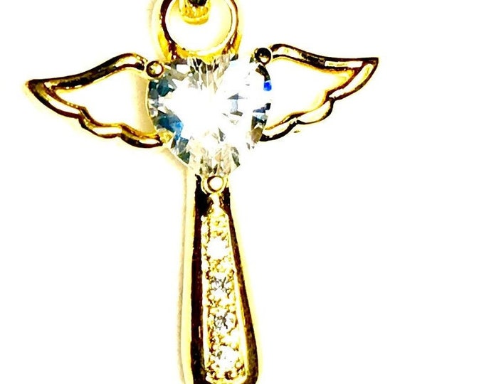 Angel Cross Necklace Silver Gold Wing Rhinestone Design Cross of Jesus Pendants Women Necklace Christian Jewelry jewellery