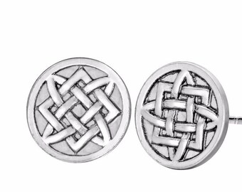 Silver Celtic Knot Earrings Studs Antique Accents Irish trinity knot baptism wedding engagement triquetra claddaghs Viking Valknut Scottish
