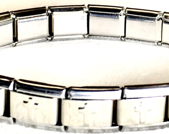 Stretch Bracelets Silver Cross Bracelets for Men Women Stainless Steel Cross of Christ Jewelry Jewellery