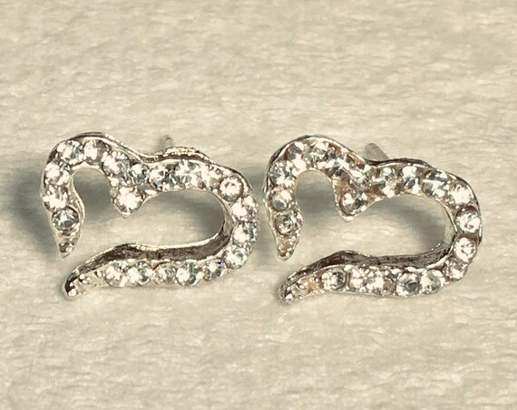 Wonderful Cast Open Heart Crystal Cross Stud Earrings with Inlaid Rhinestones Wedding WOMEN