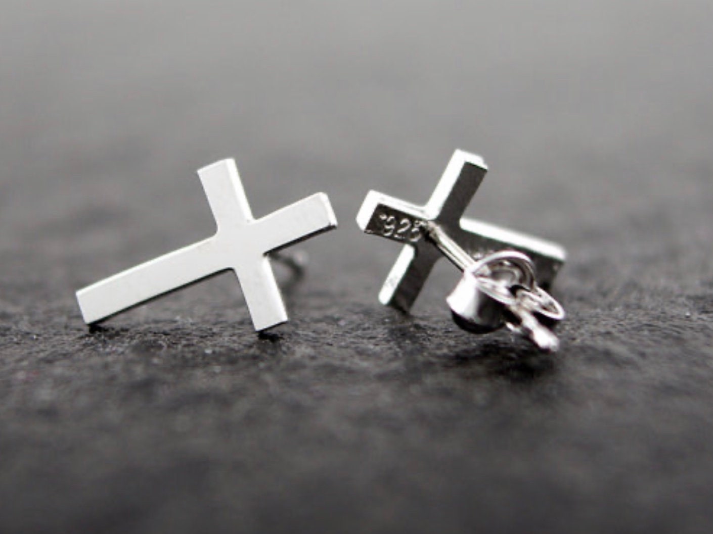 Dainty Cross Stud Earrings for Girls Women Silver Gold Black Cross Post