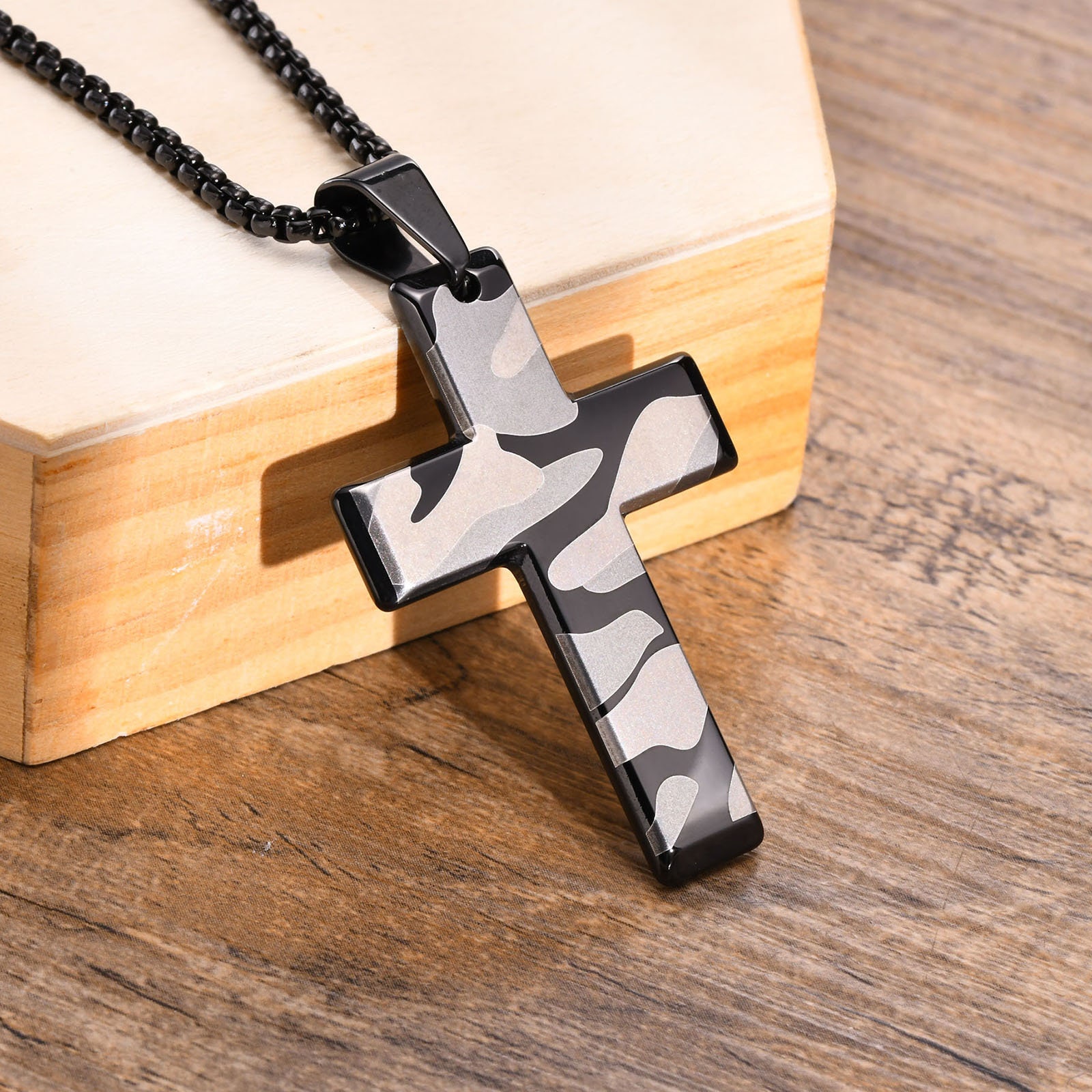 Camouflage cheap cross necklace