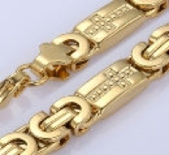 Byzantine Cross Necklace Chain Stamped Cross Links Jewelry for Mens Super Heavy Wedding Chain Christian Jewelry jewellery