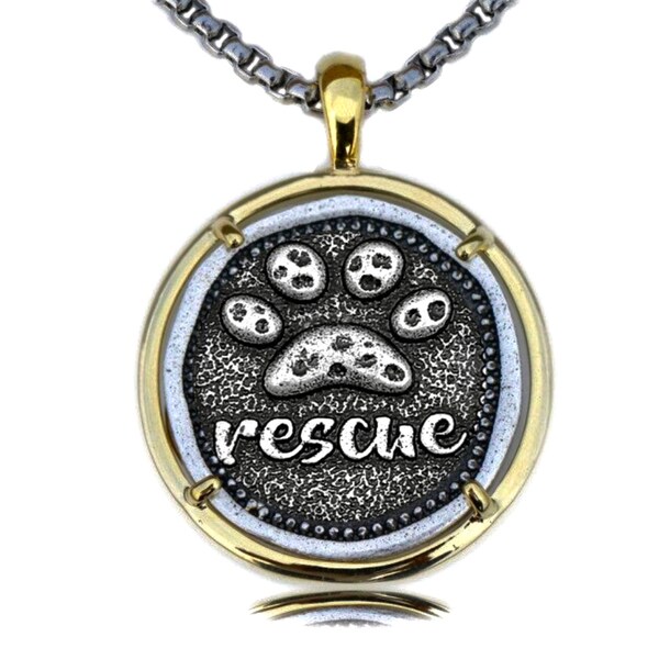 Dog Rescue Necklace Puppy Memorial Paw Prints Pets Rescue Inspirational  Love Pendant Medal Cast Medallion Stainless Steel Box Chain Jewish