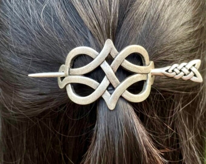 Small Twist Irish Hair Barrette Celtic Knot Metal Stick Hair Clip Viking hairpin Pullback Silver Braided Hairstyle Clip Hair accessories