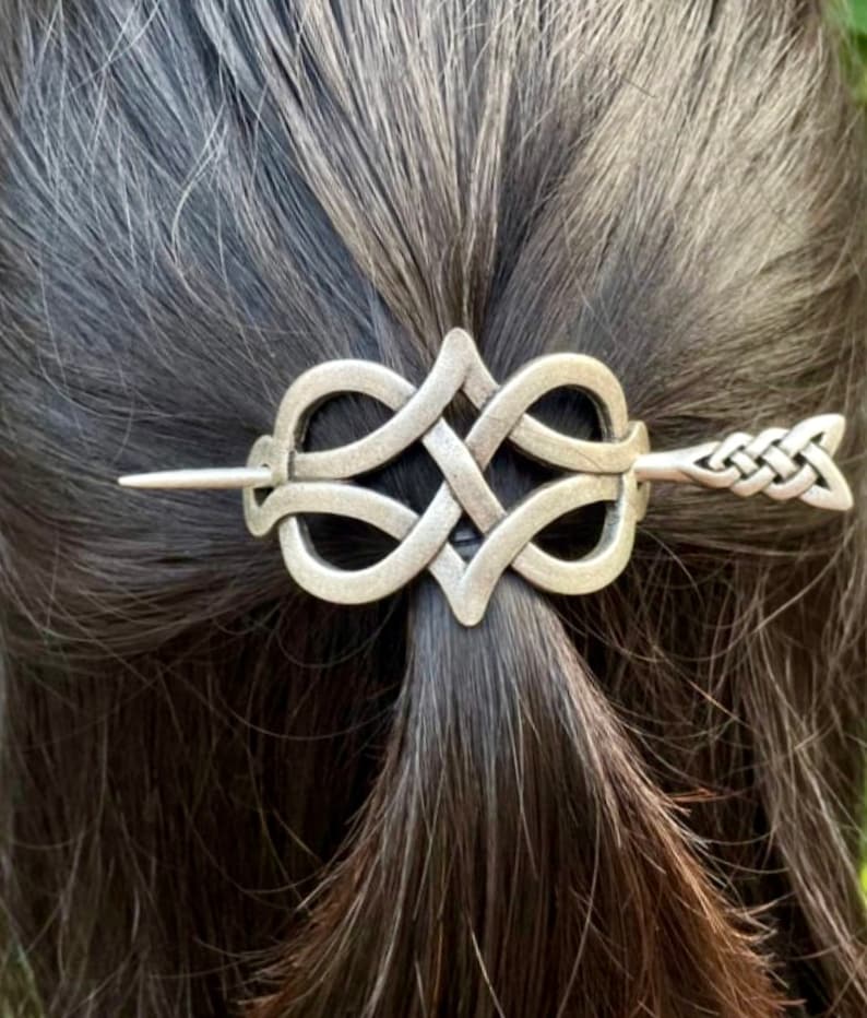 Small Twist Irish Hair Barrette Celtic Knot Metal Stick Hair image 1