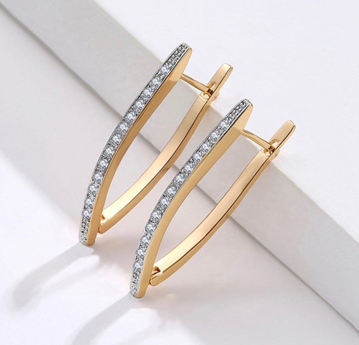 Gold V Earrings V Hoop CZ Stud Earrings Zircon Very Modern for Etsy UK