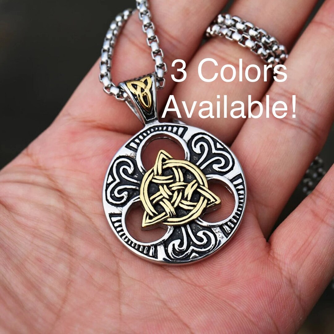 Silver Celtic Irish Knot Necklace Pendant Chain Super Thick Cast Large Vintage Filigree Viking
