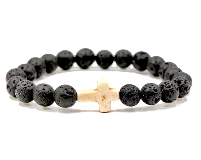 Volcanic Stone Cross Bracelet Boho Bohemian Aromatherapy Essential Oil Healing Yoga Friendship High Quality Best Price Jewelry Women Cheap