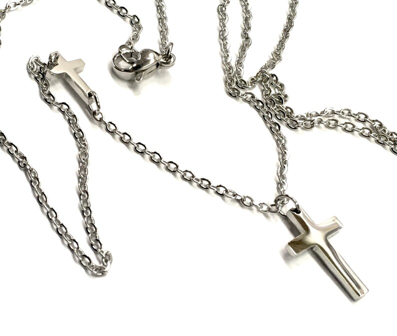 Double Sideways Cross Necklace Silver Gold Meaning of Sideways Etsy