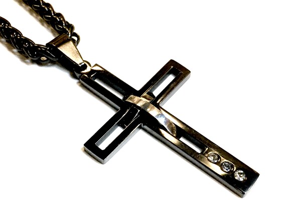 Cross Necklace Heavy Black Prayer Necklace Super Modern with Chain Crazy Design Pendant for Mens Boys Christian Jewelry Jewellery