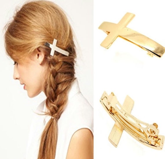 Gold Silver Plated Cross Hair Clips Fashion Vintage Barrette Jewelry Accessories