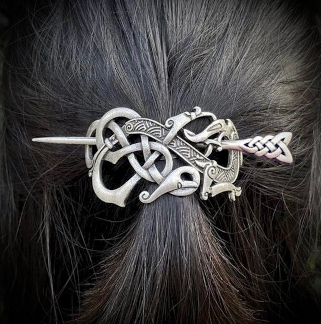 Dragon Celtic Irish Hair Barrette Animal Jellinge Style Hairpin Knot ...