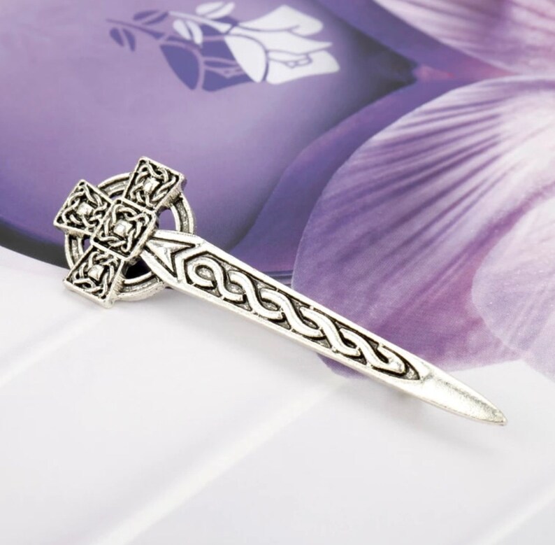 Cross Lapel Pin Silver Celtic Viking Sweater Brooch Scottish Etsy