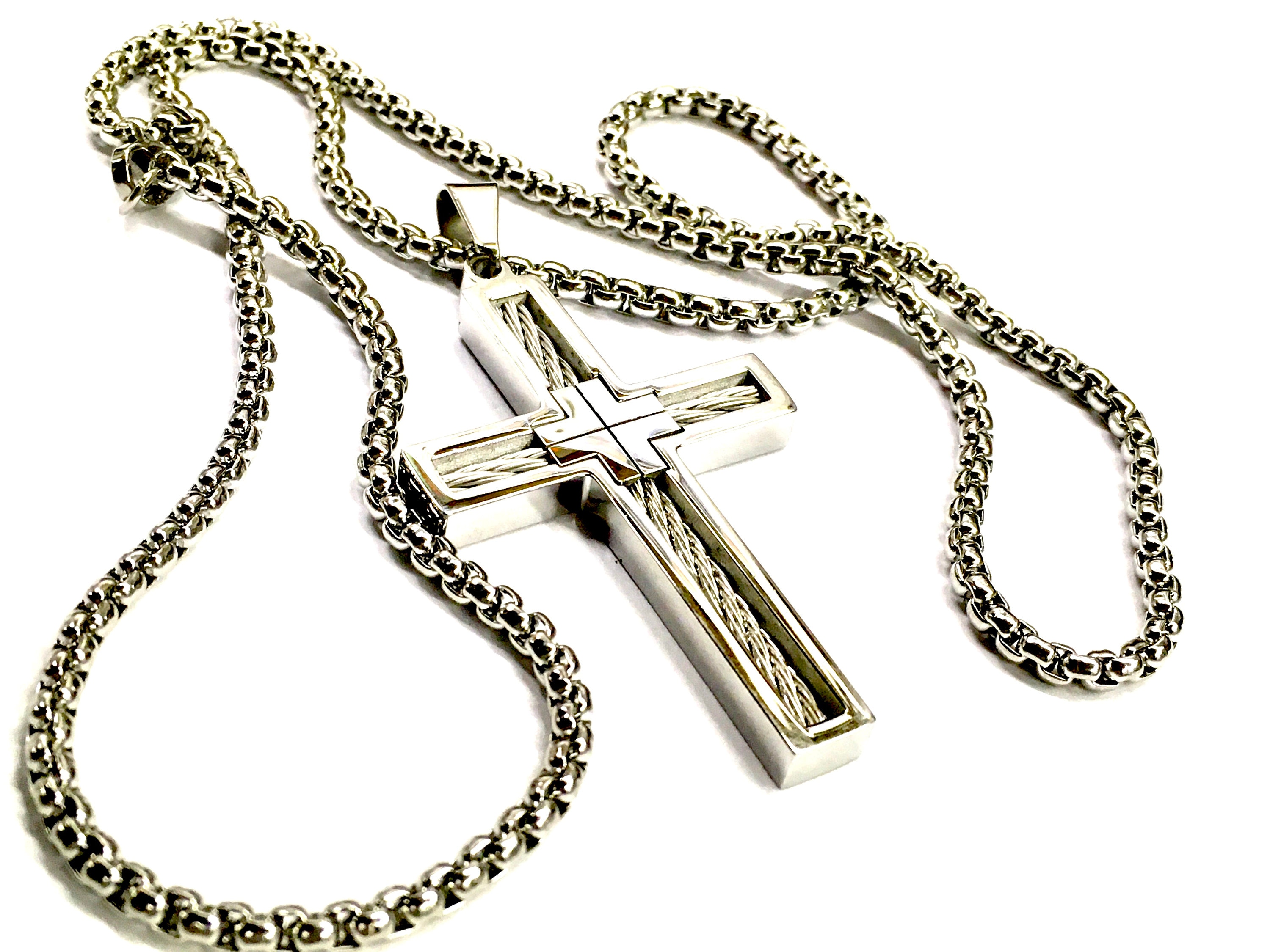 Men's St Benedict Exorcism Pendant Necklace Stainless Steel Catholic Roman  Cross Demon Protection Ghost Hunter 20 inches : Amazon.in: Home & Kitchen