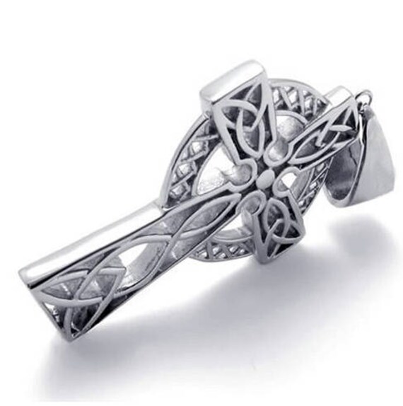 Celtic Cross Heavy Silver Necklace Irish Knot Super Heavy Cast Large Irish Cross Vintage Filigree Viking Heavy Braided Rope Chain Jewelry