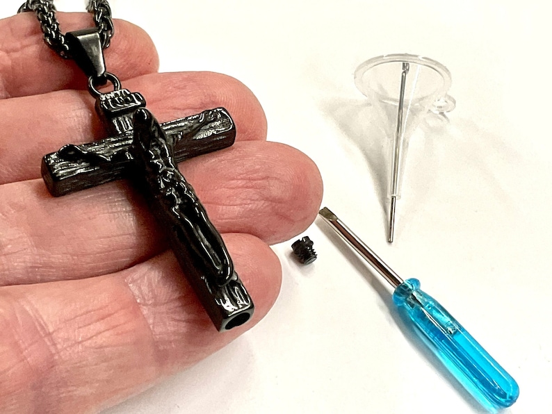 Cross Crucifix Urn Necklace Waterproof Stainless Steel Pet image 3