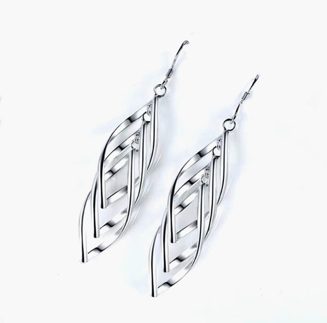 Infinity Twist 3 Hoop Earrings Drop Dangle Silver Rose Gold Earrings ...