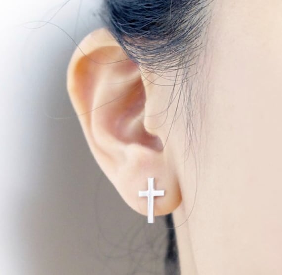 Dainty Cross Stud Earrings for Girls Women Silver Gold Cross Post Earrings Wedding Jewelry Simple Cross jewellery