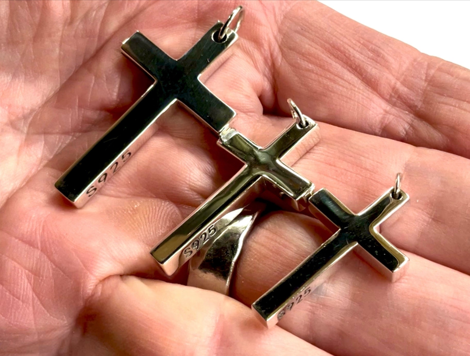 Men's Satin Cross Pendant in Stainless Steel - 24