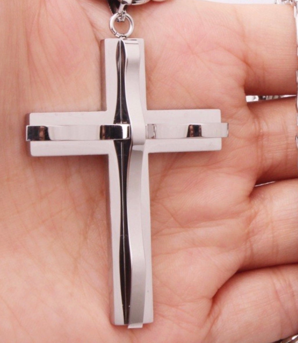 Buy Sterling Silver Big Cross Necklace, Thick Cross Pendant, Christian Cross,  Cross Necklace Men, Cross Necklace Boys, Religious Jewelry, LK8490 Online  in India - Etsy