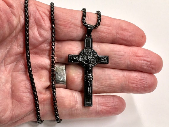 Black jesus clearance cross necklace
