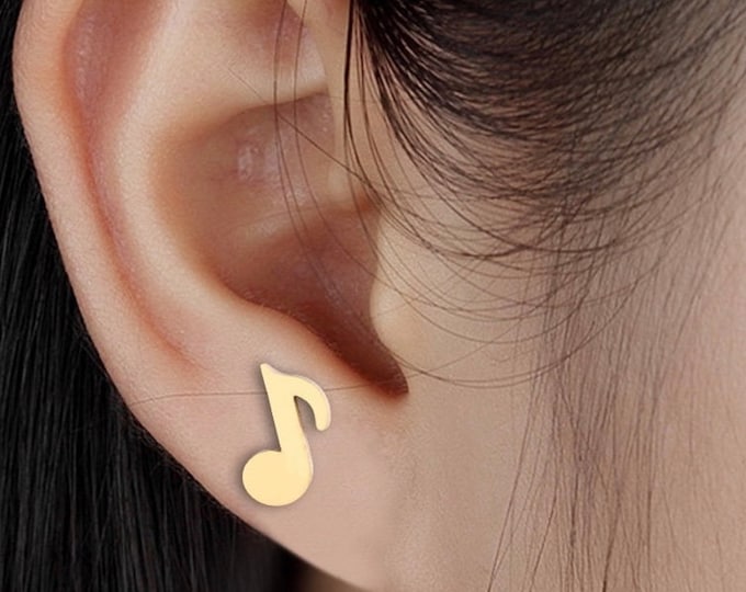 Gold Music Note Earrings Stud design for music teachers gift music lover band member Hypoallergenic Womans Girls Jewelry Jewellery