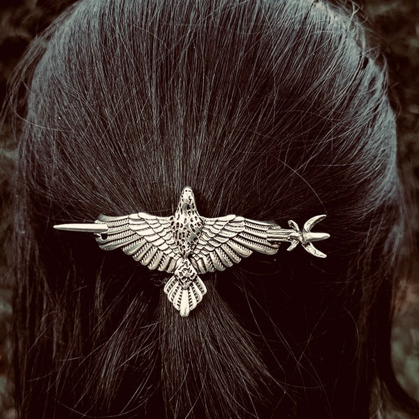 Eagle Barrette and Pic Hair Clip Celtic Viking Pullback hairpin Hairstyle Clip Hair accessories