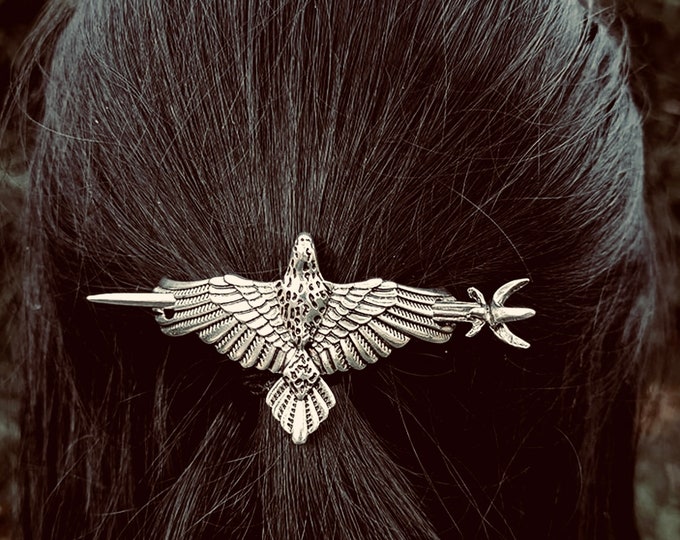 Eagle Barrette and Pic Hair Clip Celtic Viking Pullback hairpin Hairstyle Clip Hair accessories