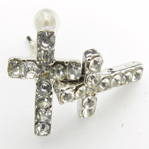Crystal Cross Stud Earrings and Necklace Sets Small Dainty Posts with Inlaided Rhinestones for Wedding jewelry for bridesmaids jewellery