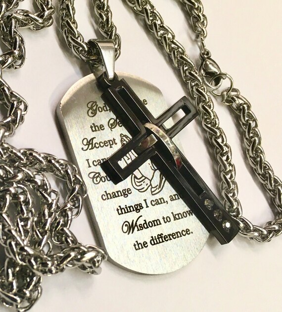Serenity prayer cross necklace deals