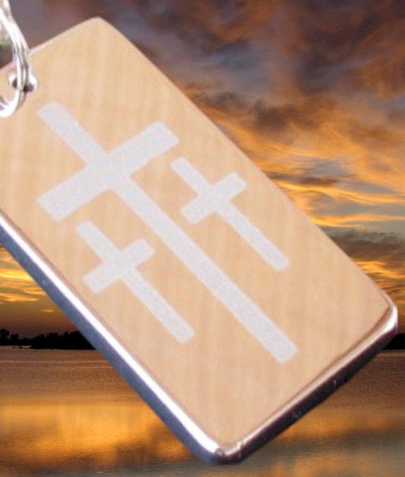 Silver High Gloss Calvary 3 Three Triple Cross Dogtag Pendant Heavy Chain Necklace Mens Boys Christian Jewelry Three Crosses on Calvary