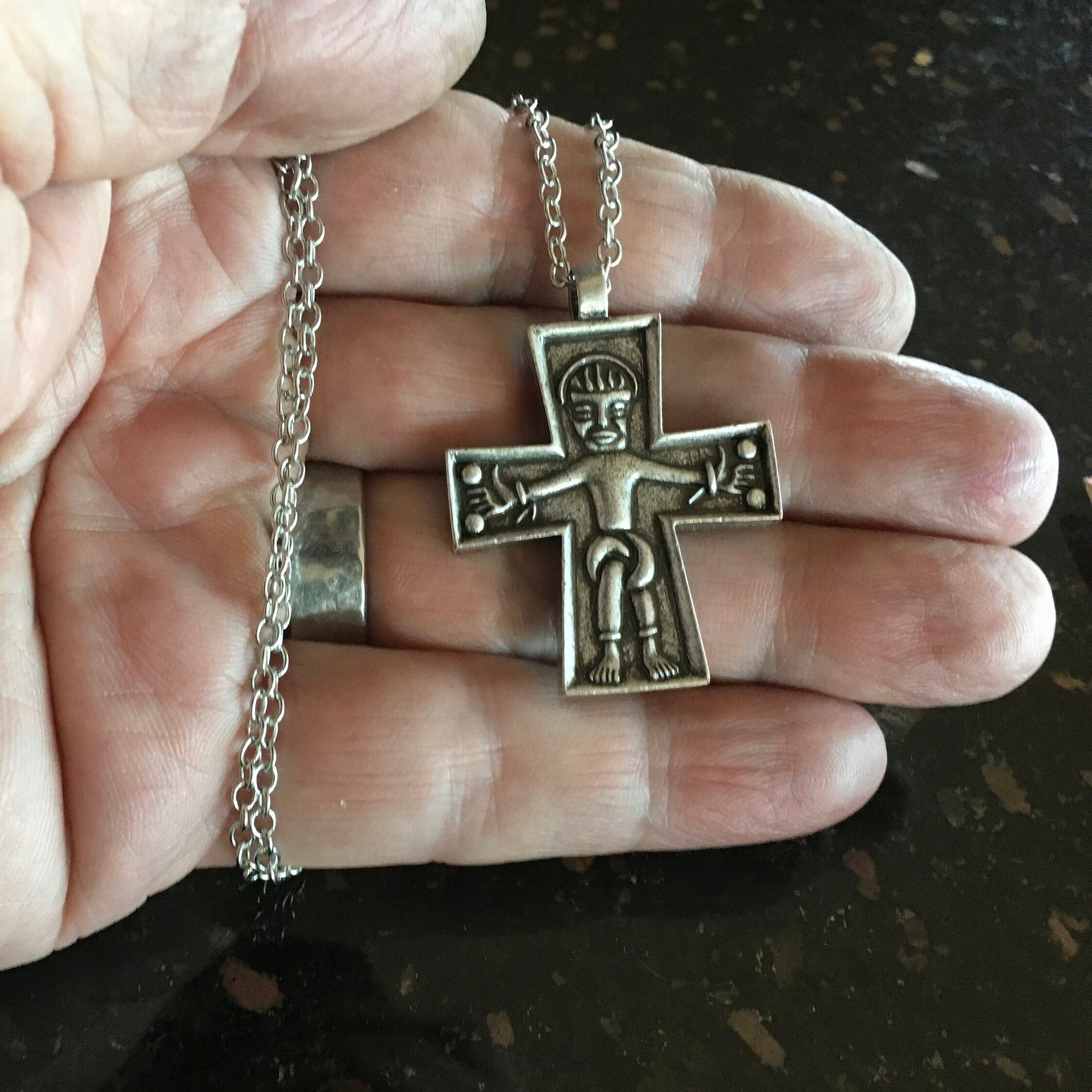 Nordic Crossle Viking Cross Pendant Pewter Amulet Chain, Tin : Amazon.de:  Fashion