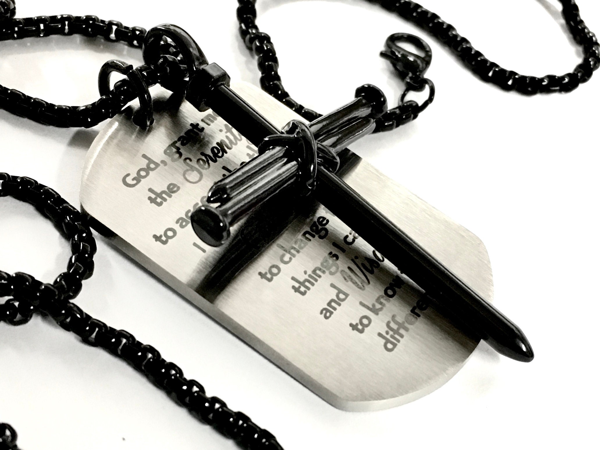 Serenity prayer cross necklace deals