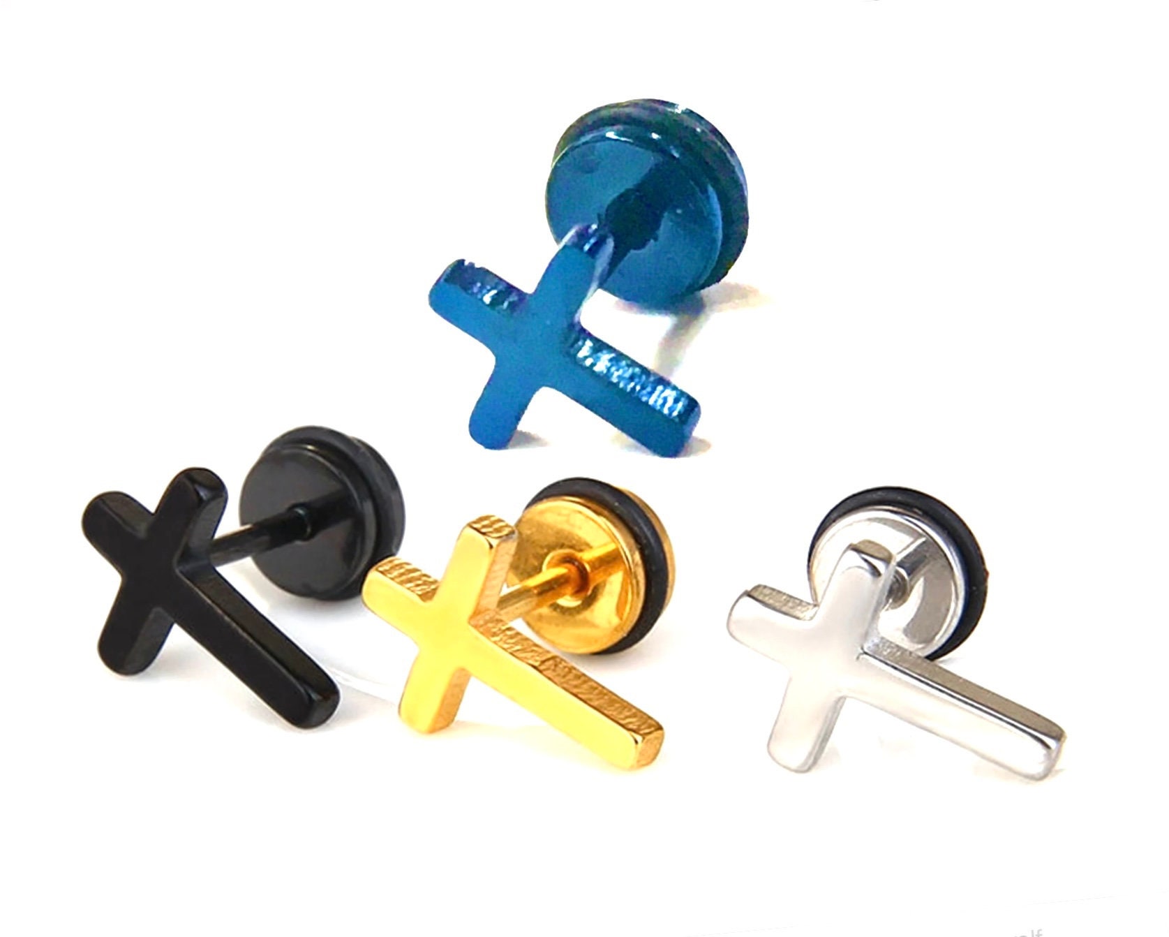 Stainless steel sale cross stud earrings