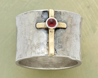 Vintage Cross of Jesus Ring Name 3/8 inch Width Band Rings for Men Women Girls Wedding Rings Jewelry Jewellery