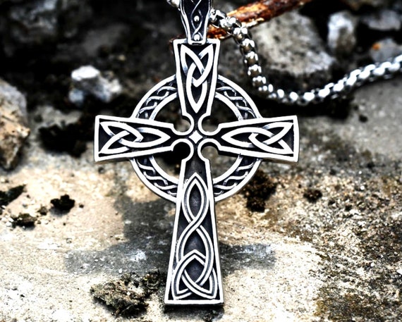 Replica Cross Pendant Of The Celtic Cross Of Moone In Silver And Gold.